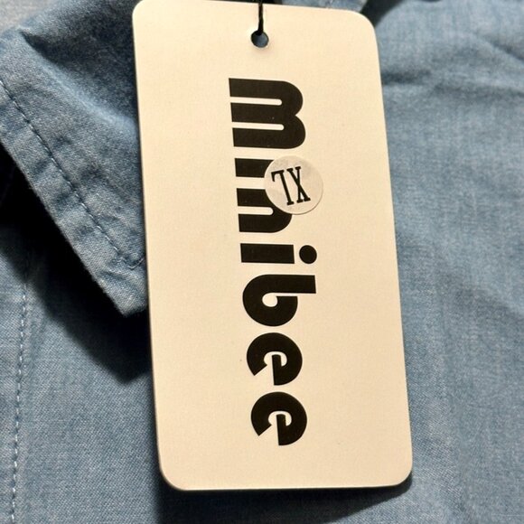 Linen Cotton Light Denim Button Up Relaxed Fit XL - Picture 3 of 3